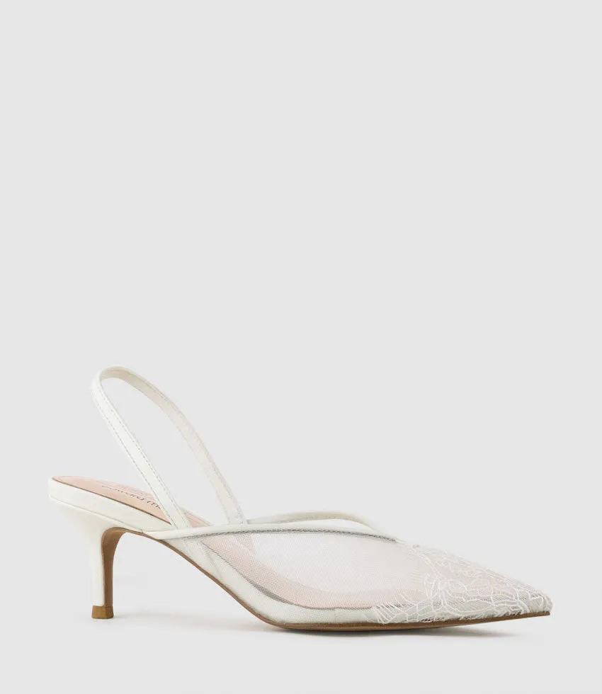 DESTINE60 Lace Front Mesh Slingback in White sold by Edward Meller product image thumbnail 2