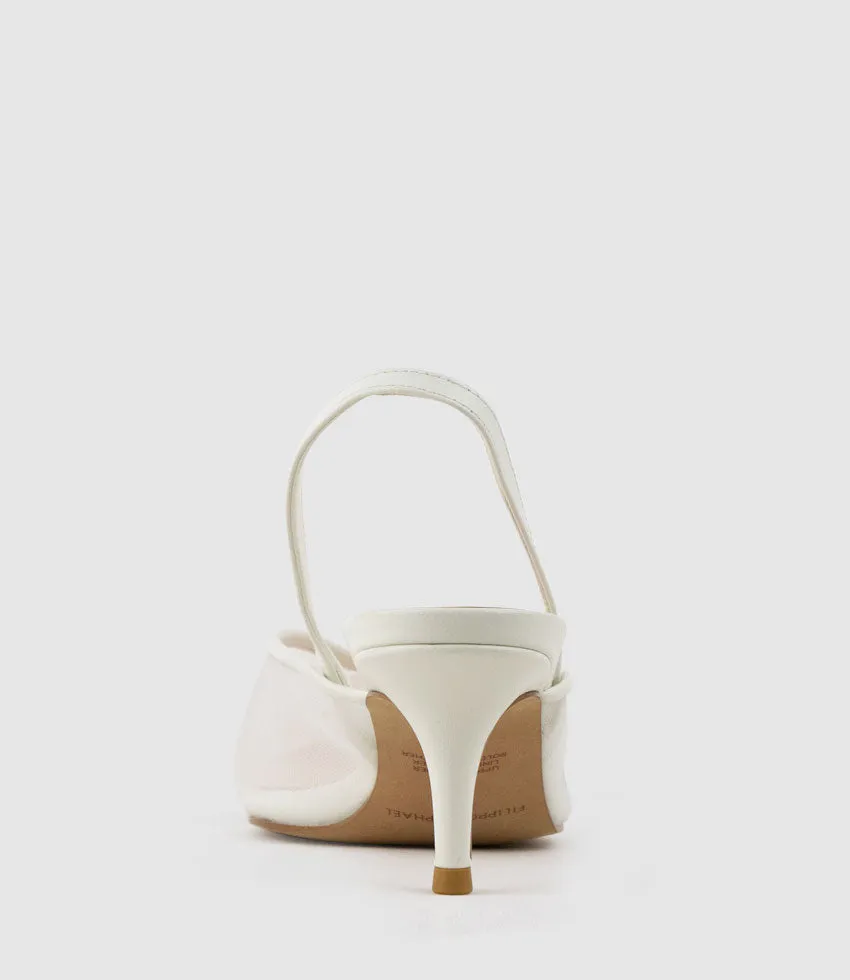DESTINE60 Lace Front Mesh Slingback in White sold by Edward Meller product image thumbnail 3