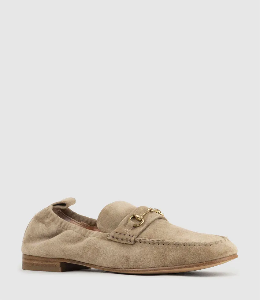 HARLOW Elastic Back Moccasin in Camel Suede sold by Edward Meller product image thumbnail 2