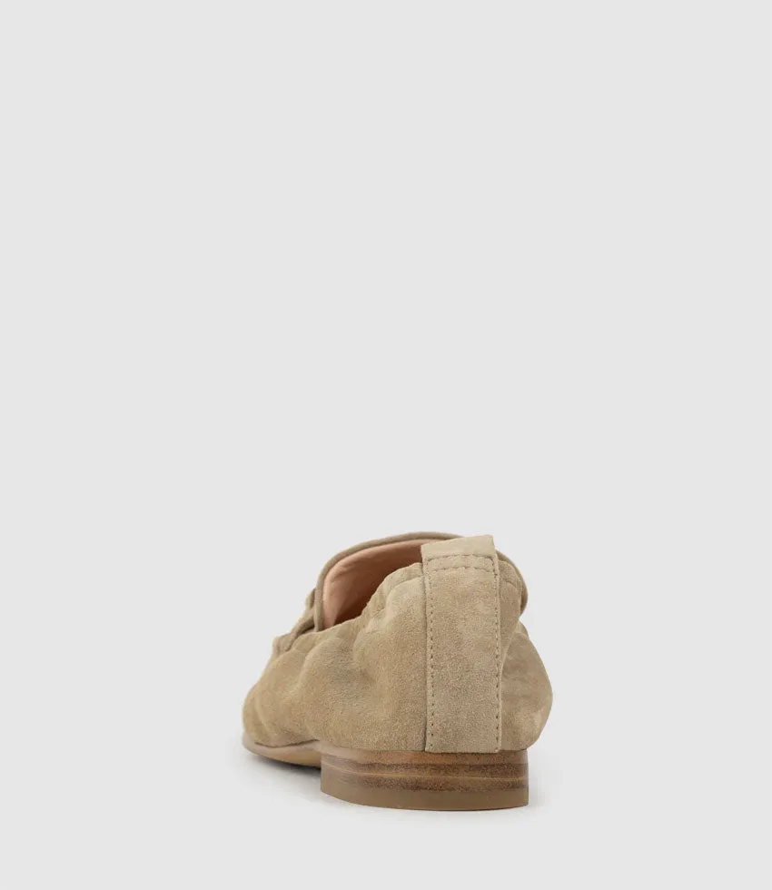 HARLOW Elastic Back Moccasin in Camel Suede sold by Edward Meller product image thumbnail 3