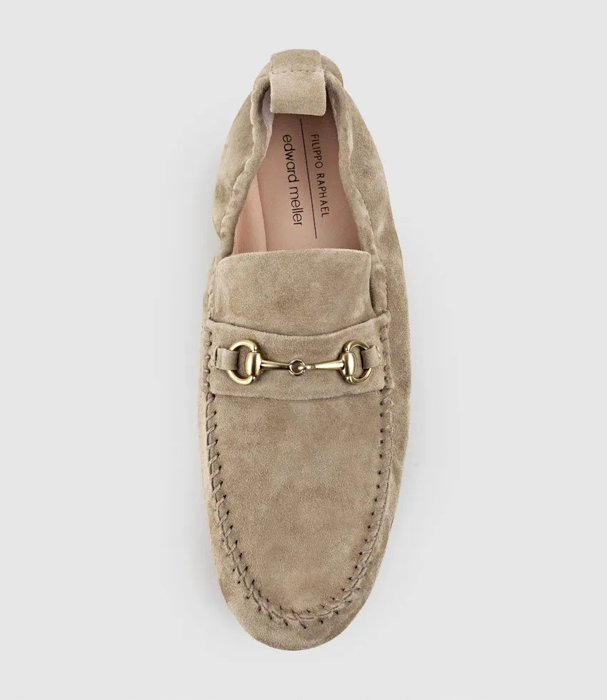 HARLOW Elastic Back Moccasin in Camel Suede sold by Edward Meller product image thumbnail 4