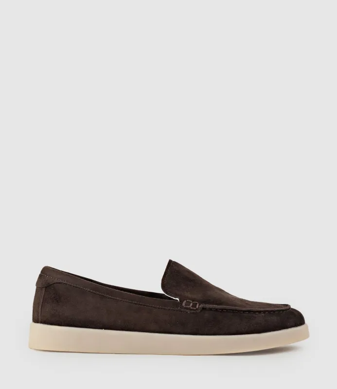 JAVA Slip On in Chocolate Suede made by Edward Meller