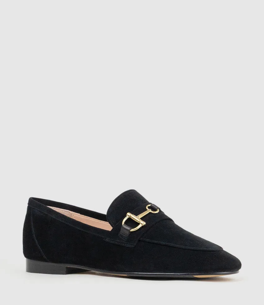 FAUSTINE Loafer with Asymmetrical Trim in Black Suede sold by Edward Meller product image thumbnail 2