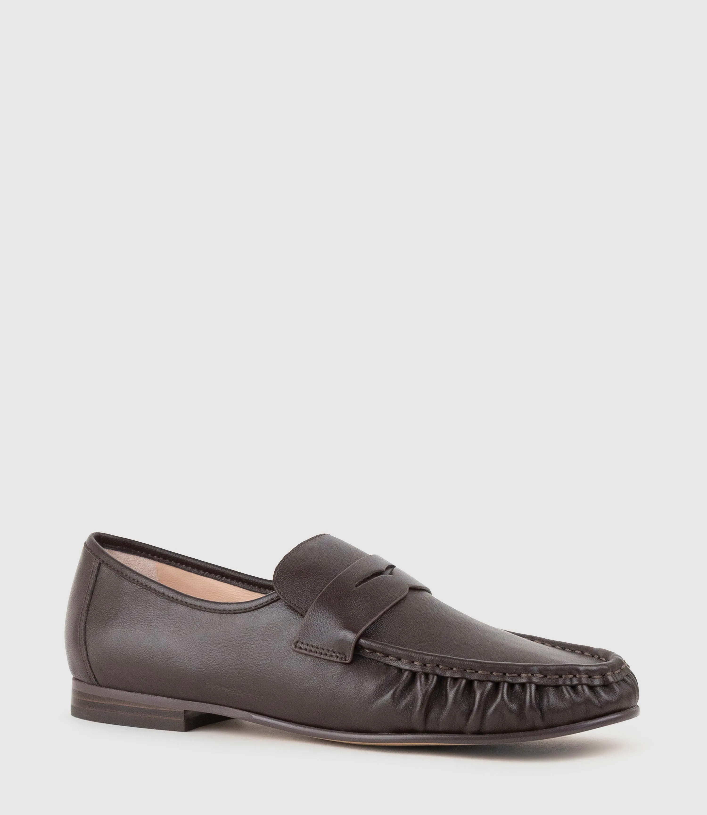 HYPER Ruched Moccasin in Chocolate sold by Edward Meller product image thumbnail 2