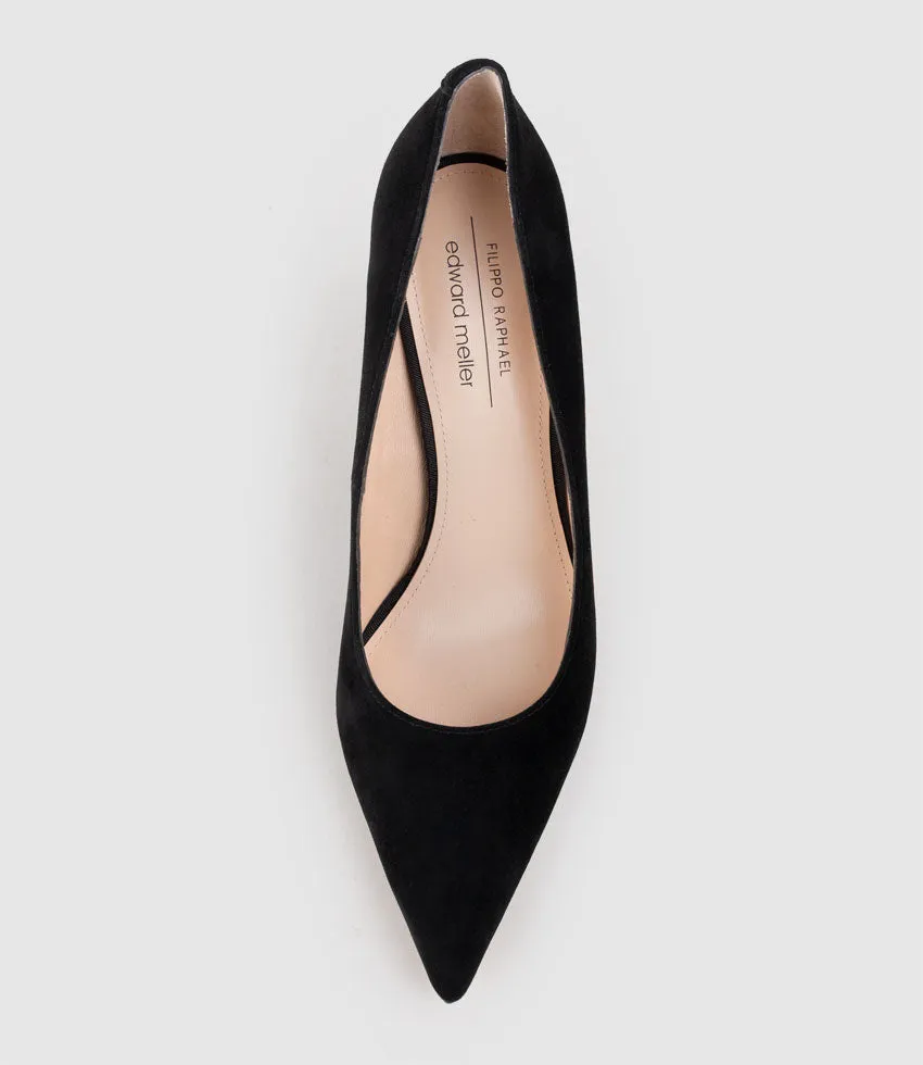 BRYNLEY85 Block Heel Pointed Pump in Black Suede sold by Edward Meller product image thumbnail 4