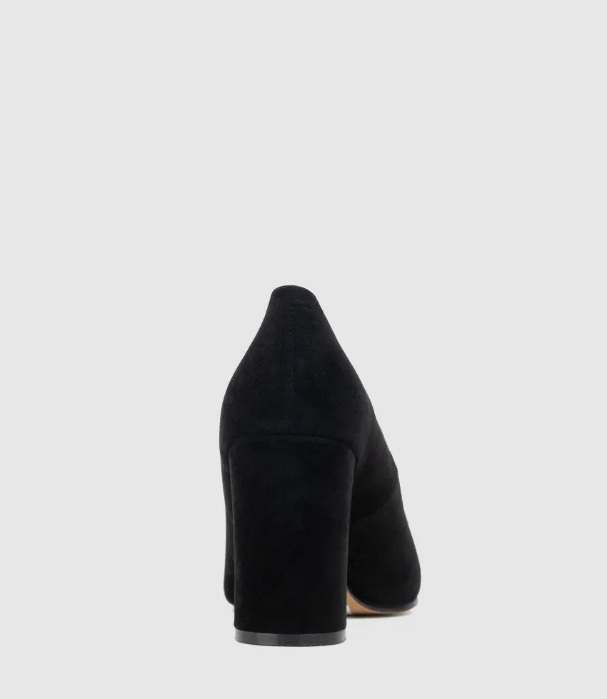 BRYNLEY85 Block Heel Pointed Pump in Black Suede sold by Edward Meller product image thumbnail 3