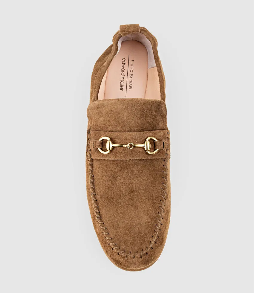 HARLOW Elastic Back Moccasin in Tan Suede sold by Edward Meller product image thumbnail 4