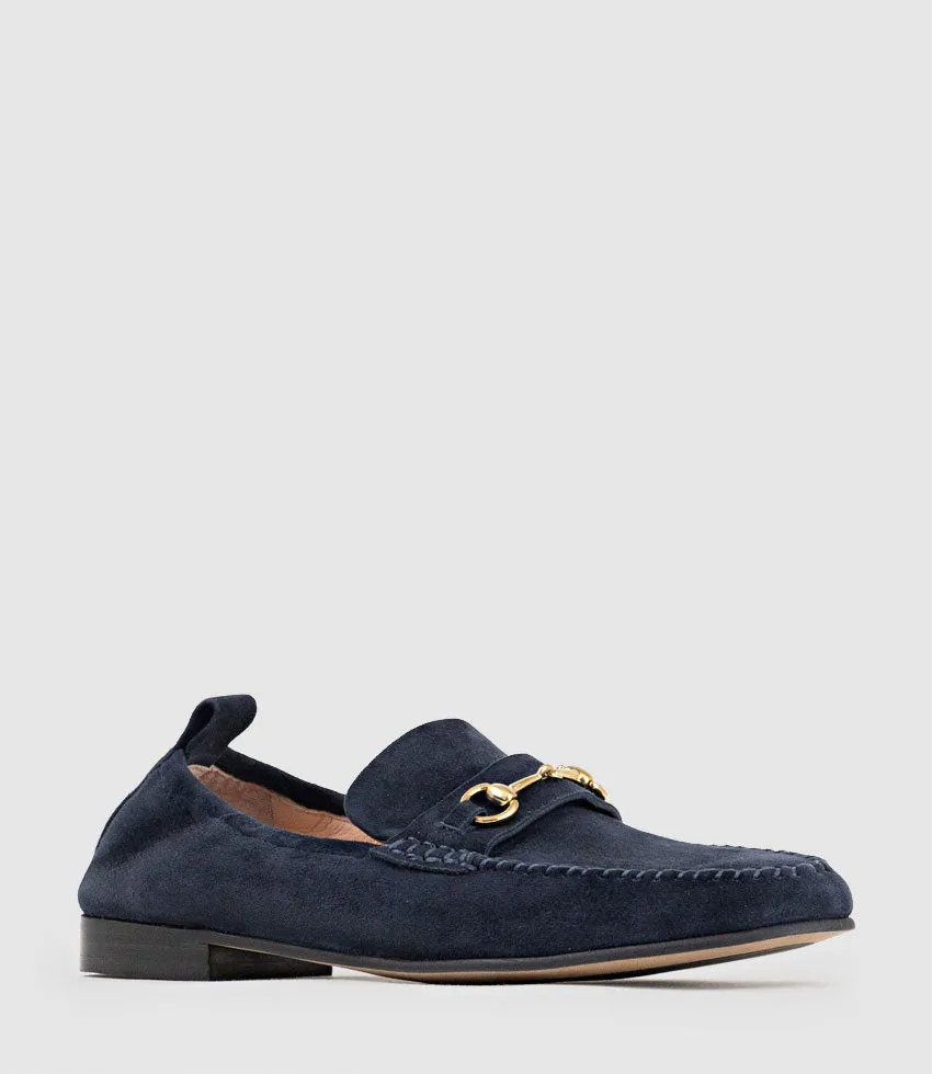 HARLOW Elastic Back Moccasin in Ink Suede sold by Edward Meller product image thumbnail 2