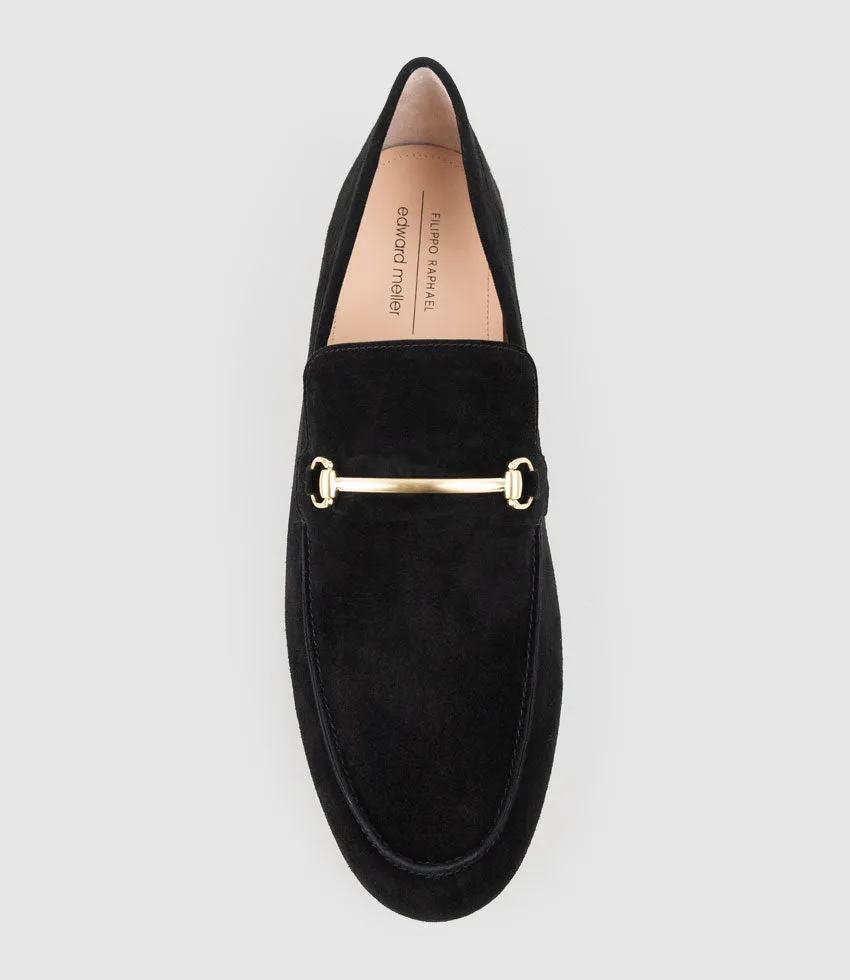 GARNET Moccasin with Bar Trim in Black Suede sold by Edward Meller product image thumbnail 4