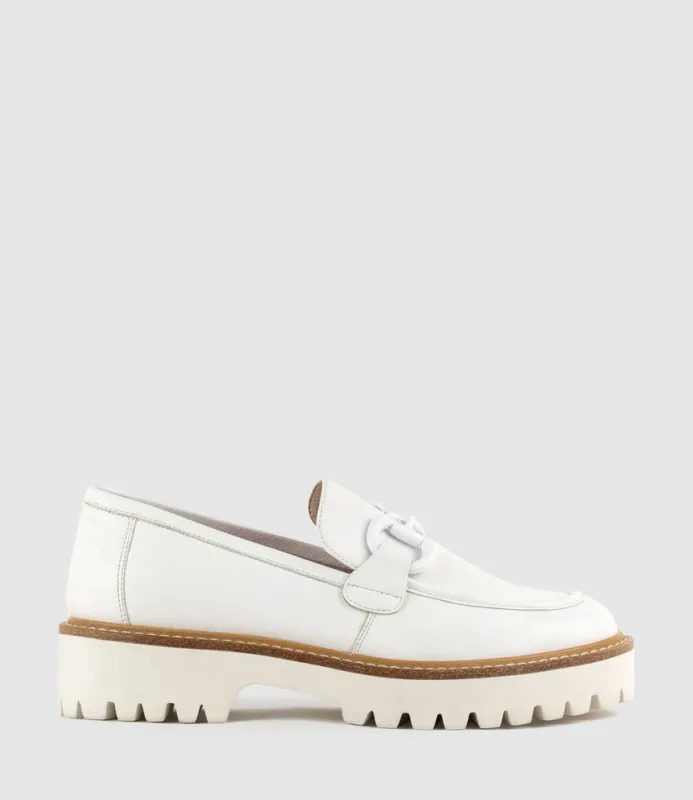 GIDEON Moccasin on Chunky Sole in Offwhite made by Edward Meller