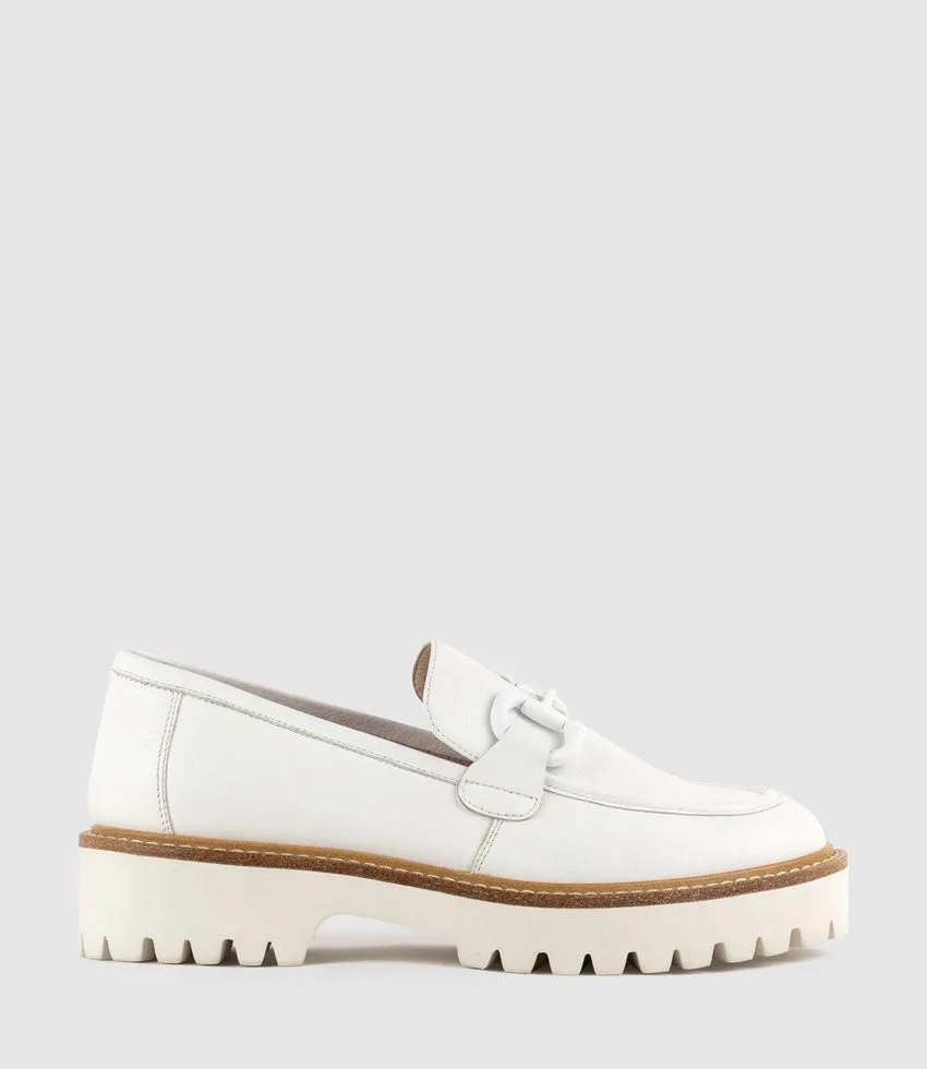 GIDEON Moccasin on Chunky Sole in Offwhite sold by Edward Meller