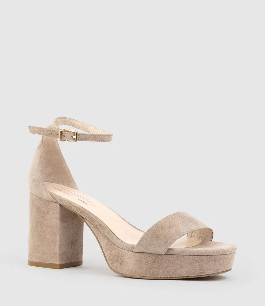 RESDIN80 Single Strap Platform Sandal in Nude Suede sold by Edward Meller product image thumbnail 2