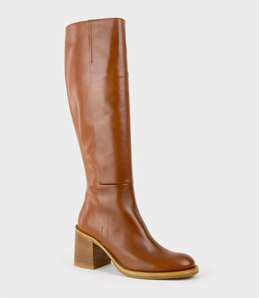 VENT Block Heel Knee High Boot in Tan sold by Edward Meller product image thumbnail 2
