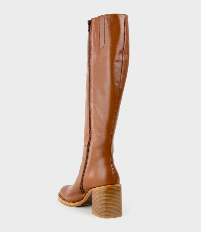 VENT Block Heel Knee High Boot in Tan sold by Edward Meller product image thumbnail 3