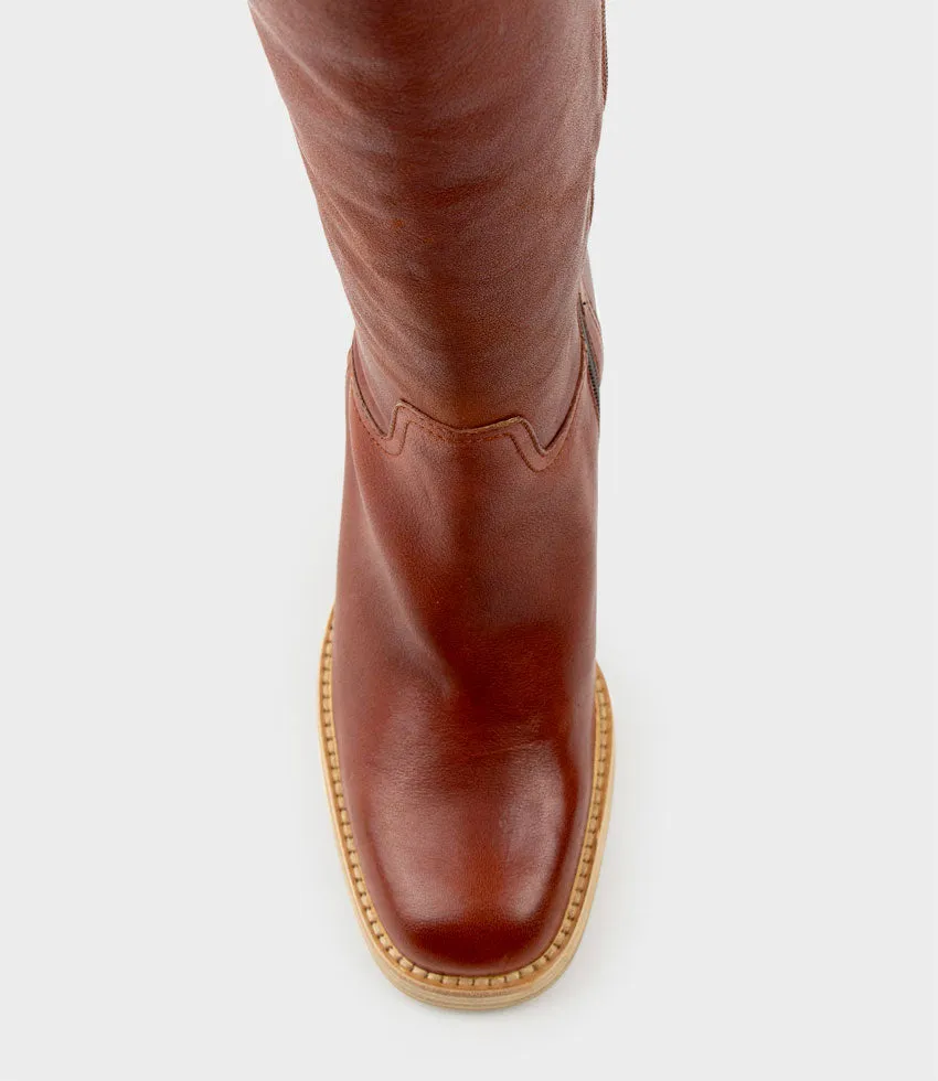 VEIL Block Heel Knee High Boot in Rust sold by Edward Meller product image thumbnail 4