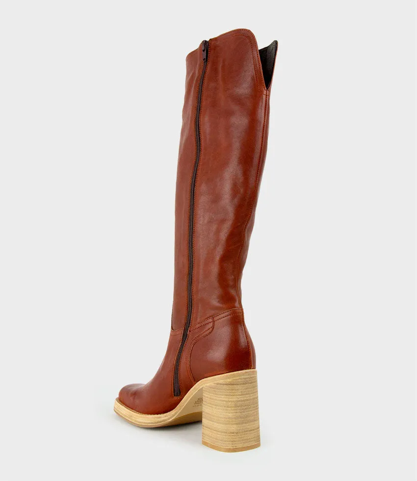 VEIL Block Heel Knee High Boot in Rust sold by Edward Meller product image thumbnail 3