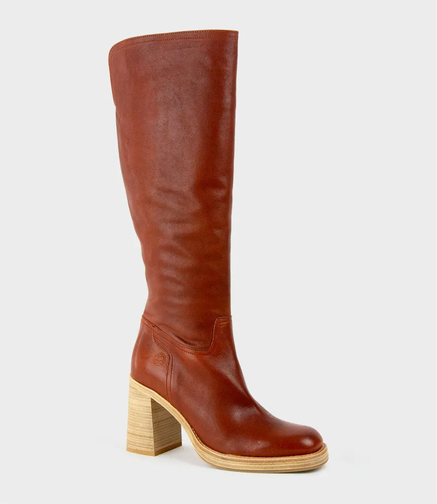 VEIL Block Heel Knee High Boot in Rust sold by Edward Meller product image thumbnail 2