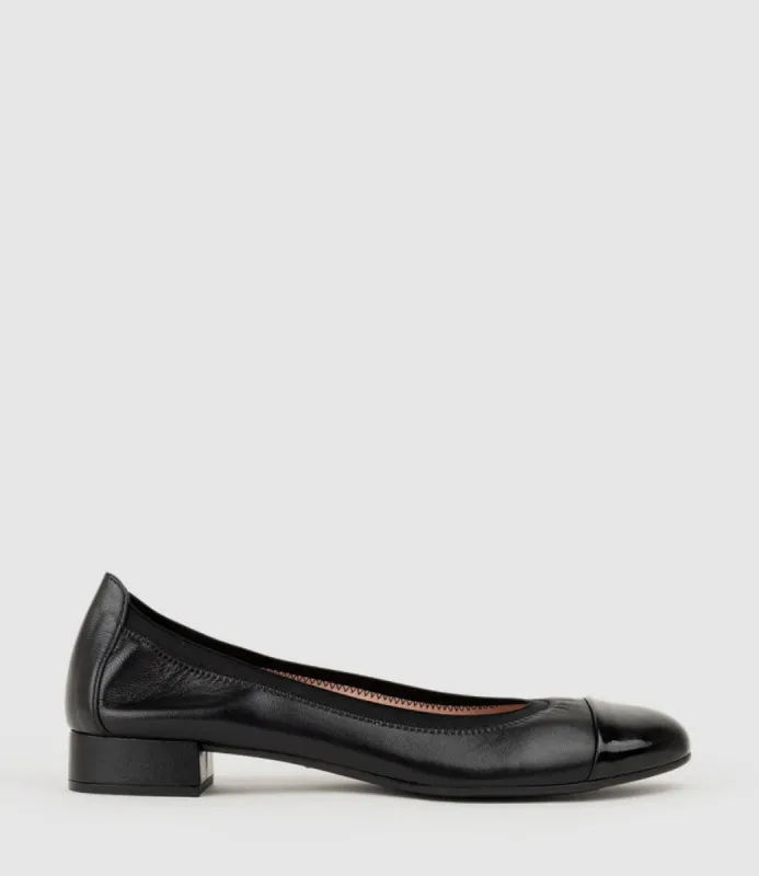 ELSIE Cap Toe Elastic Throat Ballet in Black sold by Edward Meller