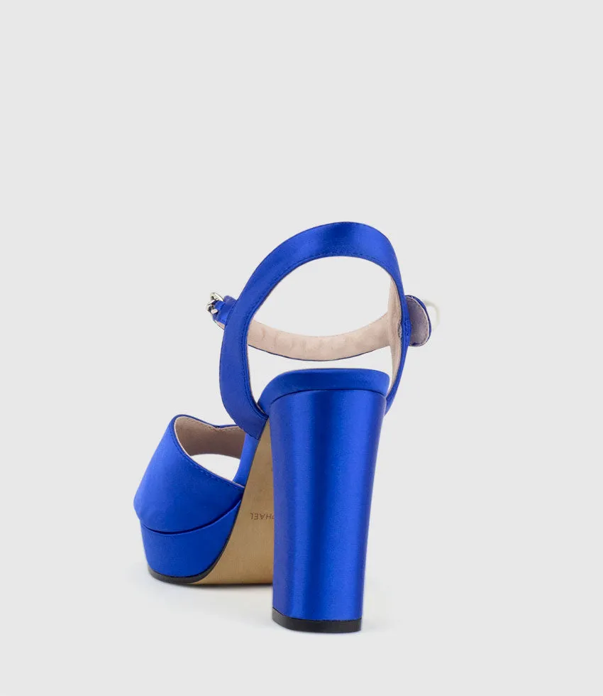 REGAN100 Platform Sandal with Chain in Cobalt Satin sold by Edward Meller product image thumbnail 3