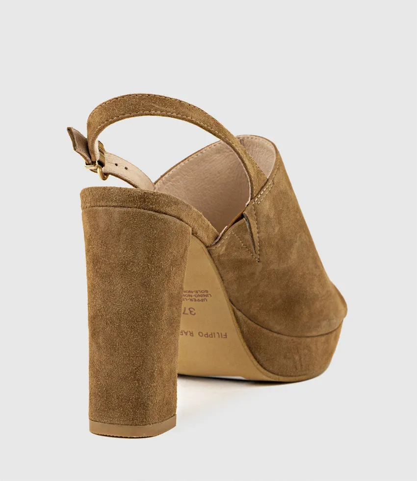 RULER Platform Slingback Sandal in Tawny Suede sold by Edward Meller product image thumbnail 3
