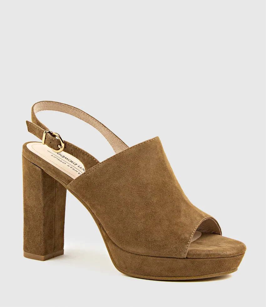 RULER Platform Slingback Sandal in Tawny Suede sold by Edward Meller product image thumbnail 2