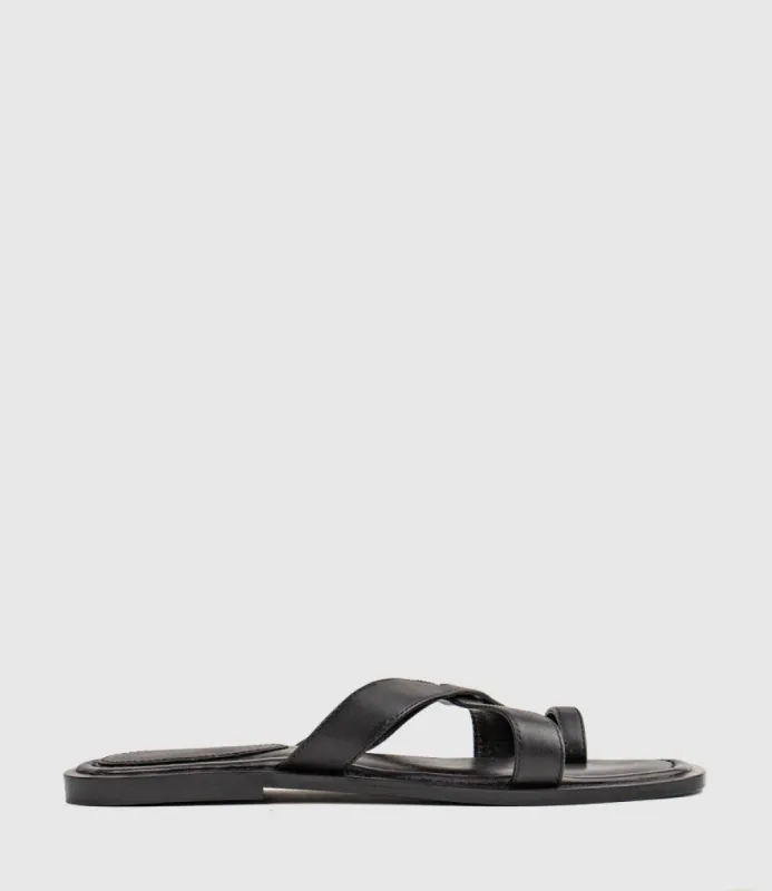 TIANA Crossover Toe Thong in Black sold by Edward Meller