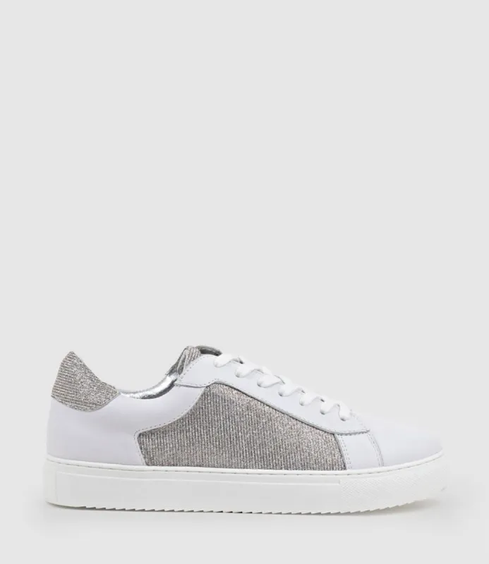 JUSTICE Sneaker with Panel in Silver Ritz sold by Edward Meller