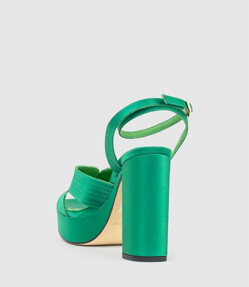 ROSALIA100 Stitched Detail Platform Sandal in Green Satin sold by Edward Meller product image thumbnail 5