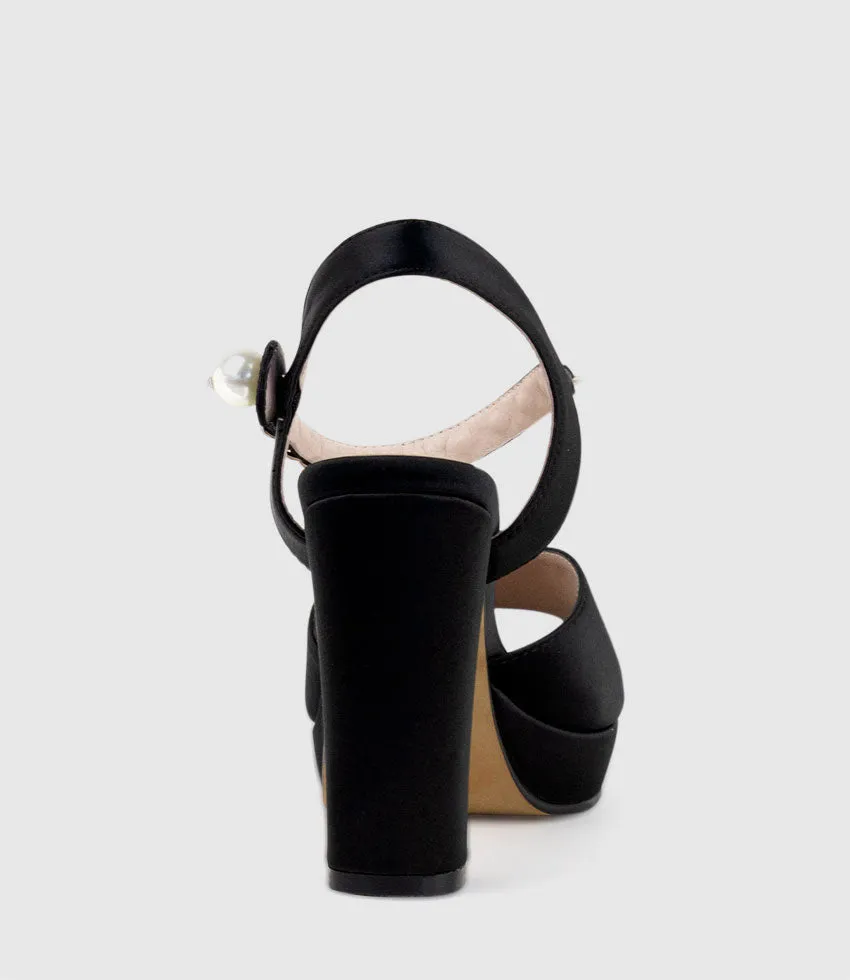 REGAN100 Platform Sandal with Chain in Black Satin sold by Edward Meller product image thumbnail 3