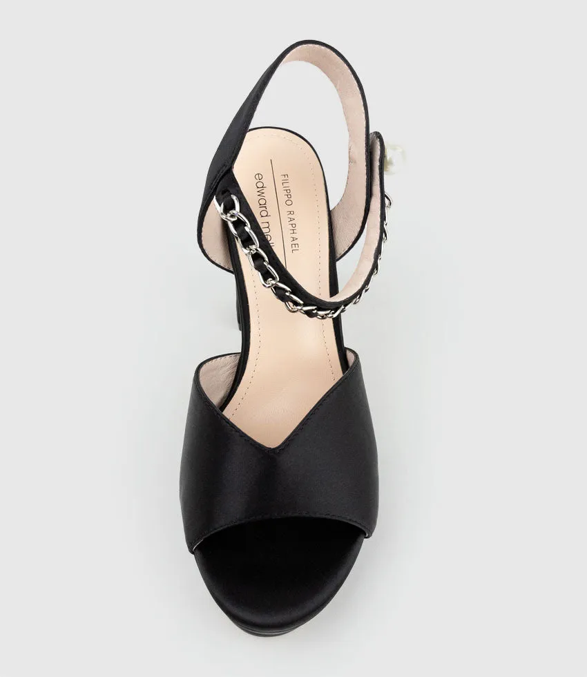 REGAN100 Platform Sandal with Chain in Black Satin sold by Edward Meller product image thumbnail 4