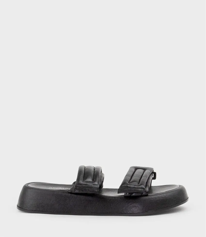 HAMLET Quilted Strap Slide on Unit in Black sold by Edward Meller