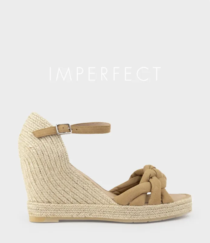MEENA Braided Front Strap Espadrille in Tan Suede sold by Edward Meller