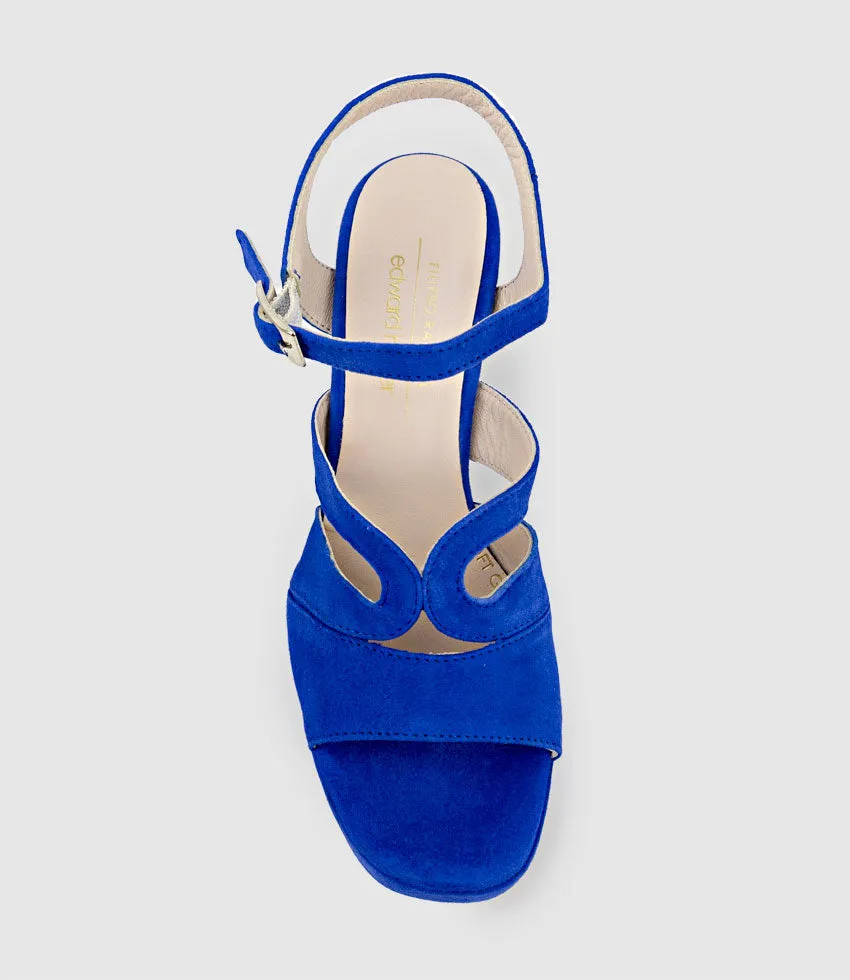 REYA100 Open Toe Platform Sandal in Cobalt Suede sold by Edward Meller product image thumbnail 5