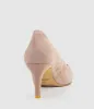 ADRIA 75mm Pointed Toe Pump in Nude Suede sold by Edward Meller