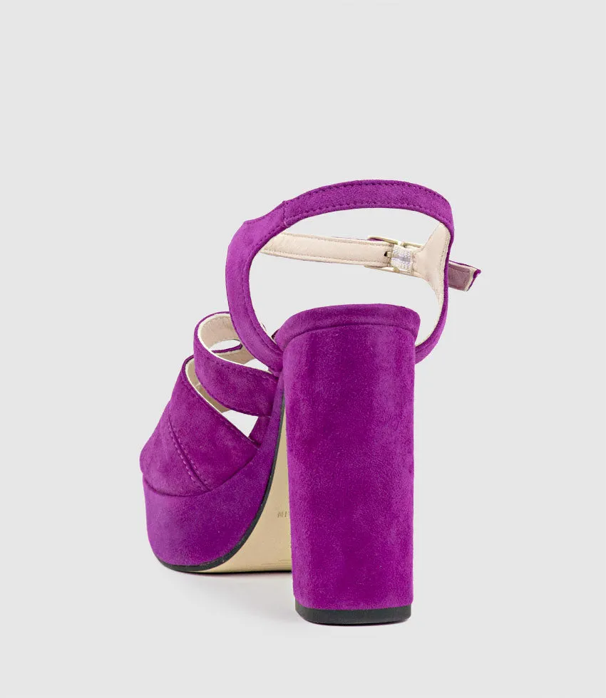 REYA100 Open Toe Platform Sandal in Magenta Suede sold by Edward Meller product image thumbnail 5