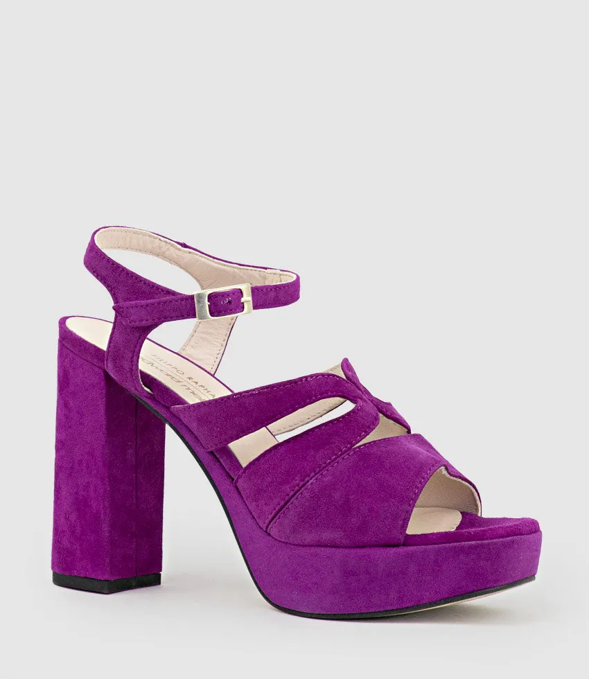 REYA100 Open Toe Platform Sandal in Magenta Suede sold by Edward Meller product image thumbnail 4