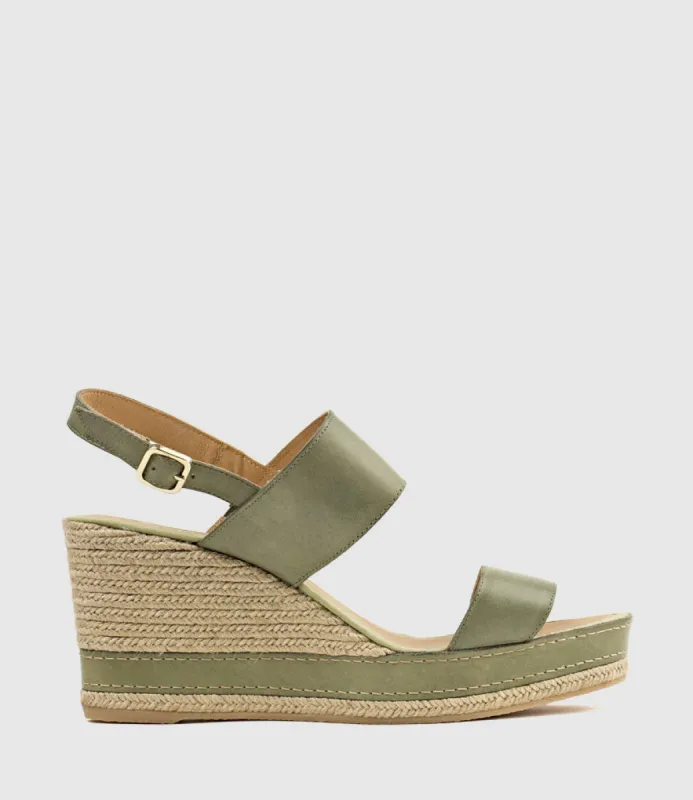 MIKARA Two Strap Classic Espadrille in Sage sold by Edward Meller