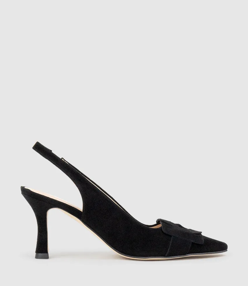 DAPHNE70 Slingback Pump in Black Suede sold by Edward Meller