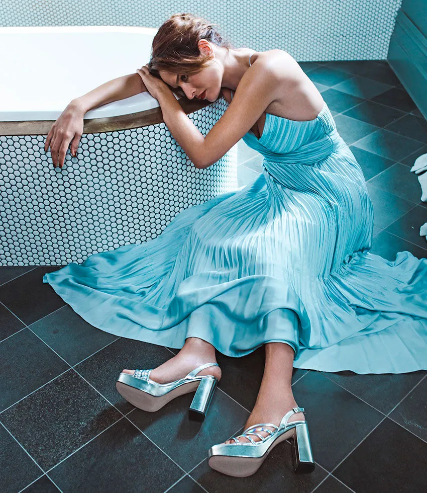 RINWA100 Asymmetrical Platform Sandal in Silver sold by Edward Meller product image thumbnail 2