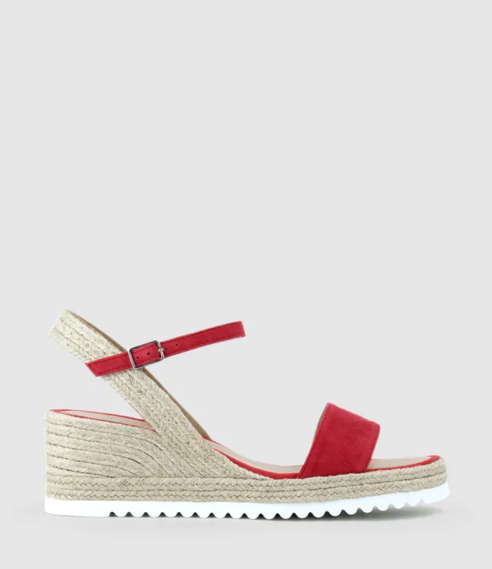 MYLO Single Strap Espadrille in Red Suede sold by Edward Meller