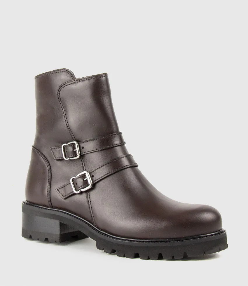 CARLY Double Buckle Biker Boot in Espresso sold by Edward Meller product image thumbnail 2