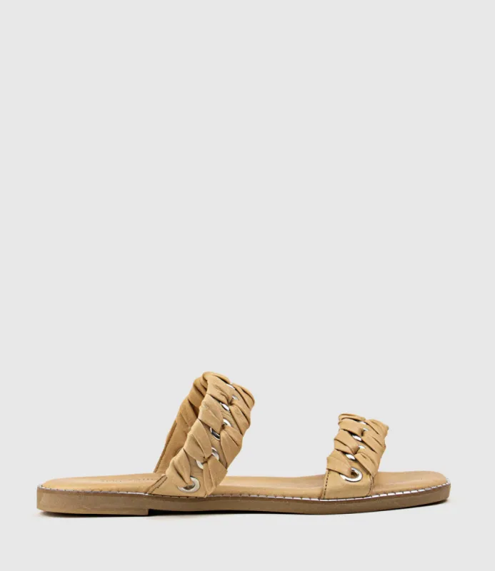 HENLEY Two Strap Slide with Metal Detail in Natural sold by Edward Meller