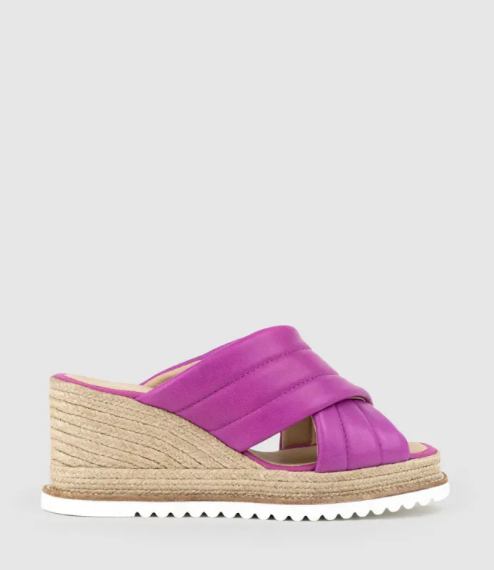 MORGAN Quilted Crossover Espadrille in Magenta sold by Edward Meller