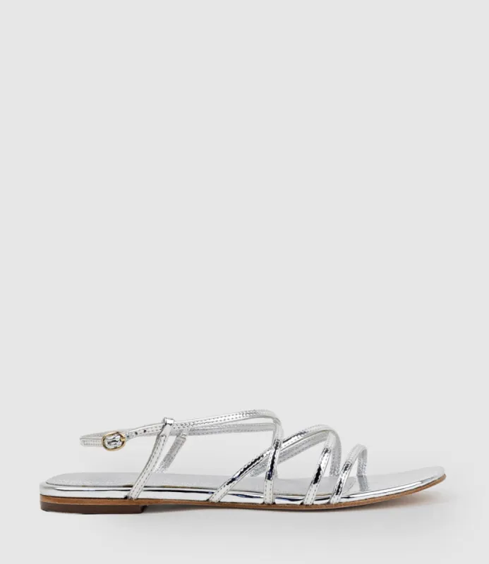 SERVILLE Strappy Sandal in Silver sold by Edward Meller