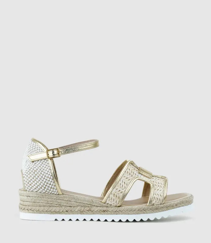 MARLENE Raffia Front Espadrille in Platino sold by Edward Meller