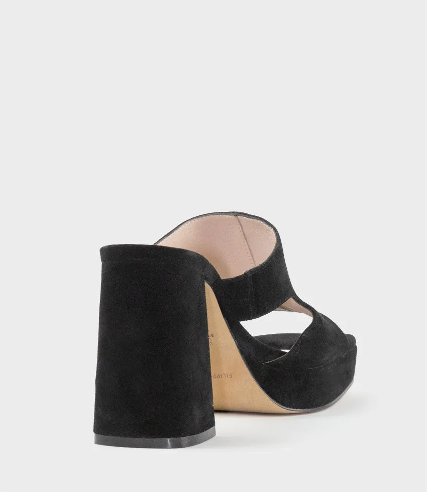 RYLIE95 Platform Slide with Cut-out in Black Suede sold by Edward Meller product image thumbnail 3
