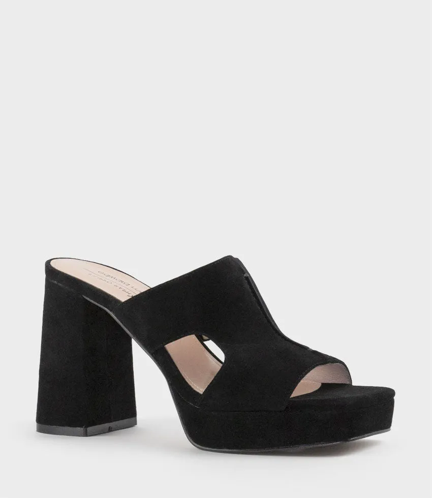 RYLIE95 Platform Slide with Cut-out in Black Suede sold by Edward Meller product image thumbnail 2