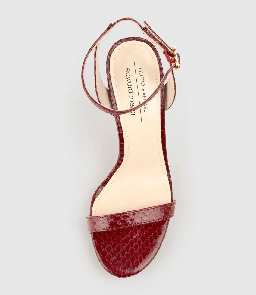 WHISPER110 Single Strap Platform Sandal in Black Cherry Snake sold by Edward Meller product image thumbnail 4