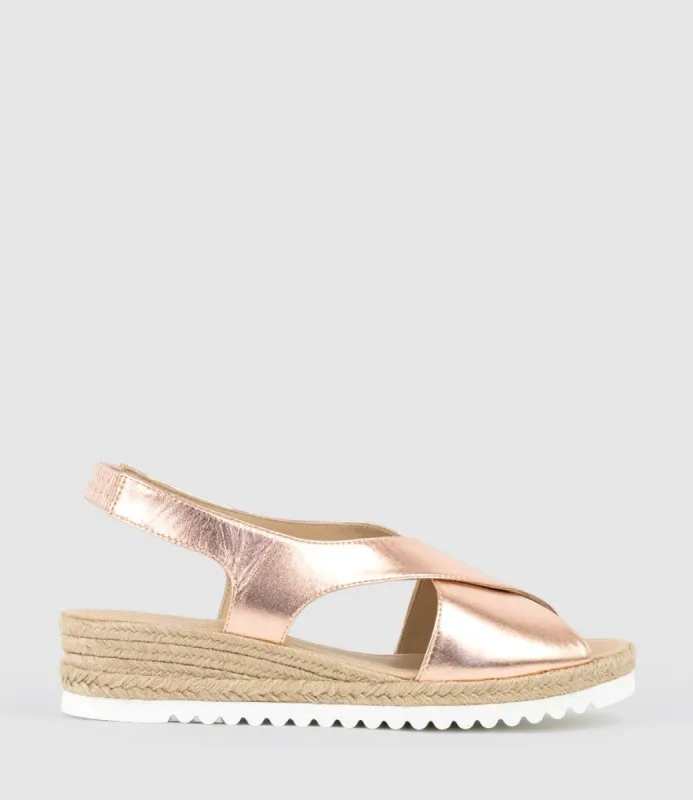 MERINDA Crossover Sandal Espadrille in Rosegold sold by Edward Meller
