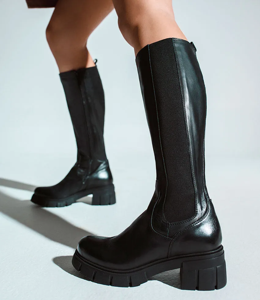 VERGE Knee High Boot with Gusset in Black sold by Edward Meller product image thumbnail 2